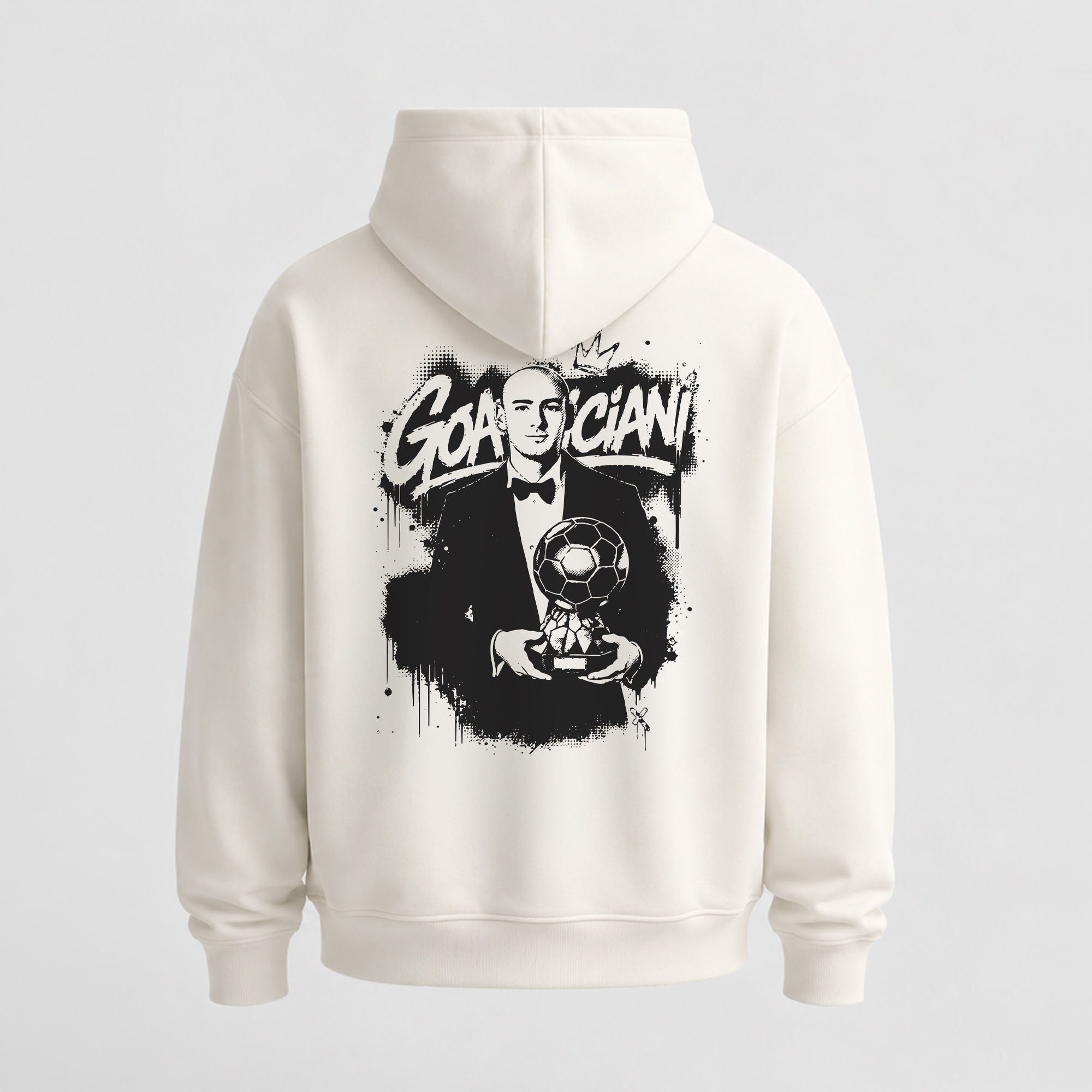 GOATRICIANI Ballon-Hoodie, Schwarz auf Off White